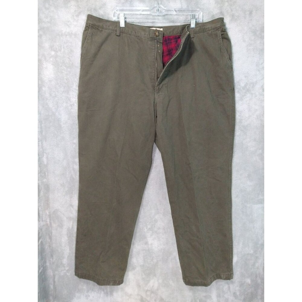 Woolrich Jeans Mens 44 x 31 Green Flannel Lined Chino High Rise Tapered Leg - Picture 1 of 10